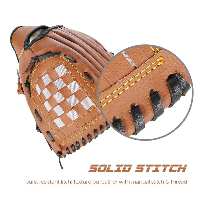 GROOFOO Baseball Glove and Ball for Kids/Youth/Adults Softball Teeball Training, Left Hand Glove with Soft Ball Set, 10.5" Brown - Image 3